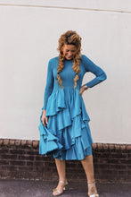 Load image into Gallery viewer, Silky Pleated Ruffle Dress