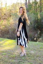 Load image into Gallery viewer, Black Stripe Tee Dress