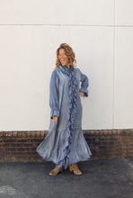 Load image into Gallery viewer, Ruffle Denim Maxi Dress