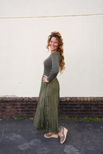 Load image into Gallery viewer, Olive Green Mixed Media Dress