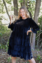 Load image into Gallery viewer, Velvet Tiered Swing Dress