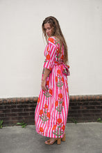 Load image into Gallery viewer, Scarlet Stripe Wrap Dress