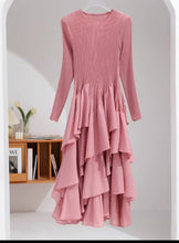 Load image into Gallery viewer, Silky Pleated Ruffle Dress