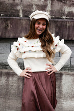 Load image into Gallery viewer, Falyn Embroidered Ruffle Knit Sweater