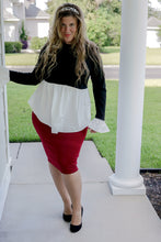 Load image into Gallery viewer, Black White Peplum Top