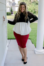 Load image into Gallery viewer, Black White Peplum Top