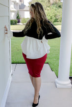 Load image into Gallery viewer, Black White Peplum Top