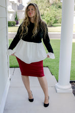 Load image into Gallery viewer, Black White Peplum Top