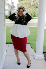 Load image into Gallery viewer, Black White Peplum Top