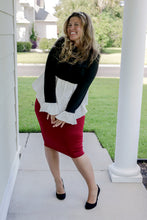 Load image into Gallery viewer, Black White Peplum Top