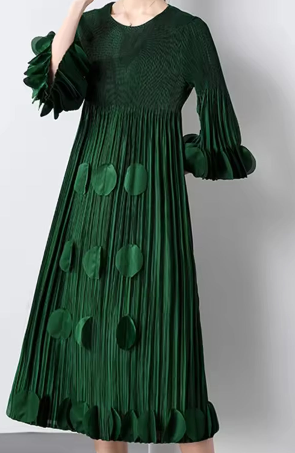 Petals Silky Pleated Dress