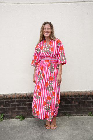 Scarlet Stripe Wrap Dress