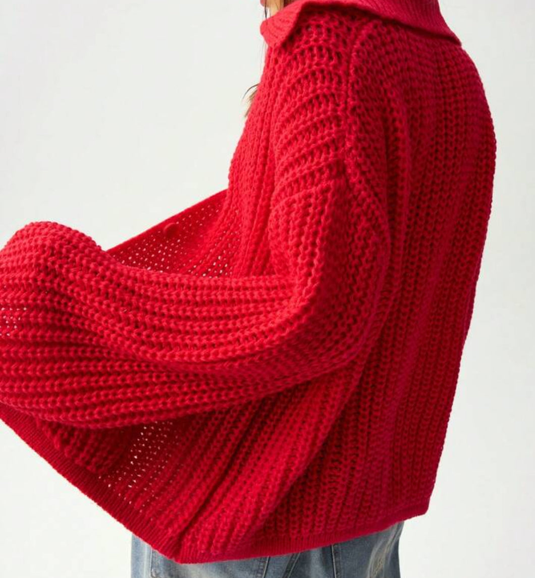 Red Cardigan Sweater