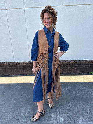 TL Free People Suede Fringe Vest