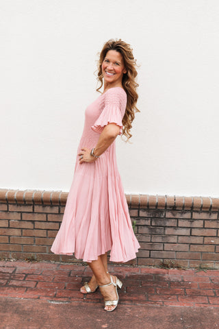 Elise Silky Pleated Dress