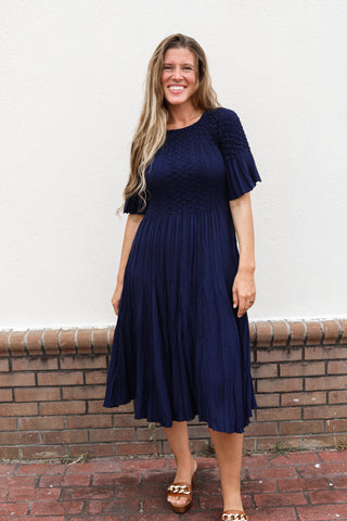 Elise Silky Pleated Dress