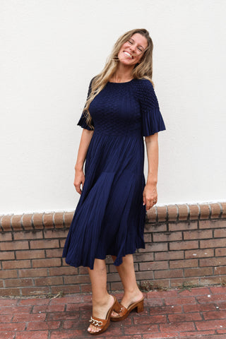 Elise Silky Pleated Dress