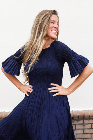 Elise Silky Pleated Dress