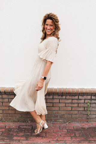 Elise Silky Pleated Dress