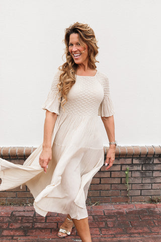 Elise Silky Pleated Dress