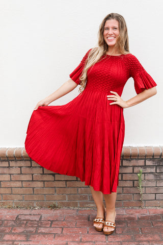 Elise Silky Pleated Dress