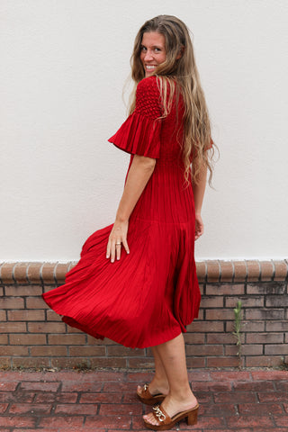Elise Silky Pleated Dress
