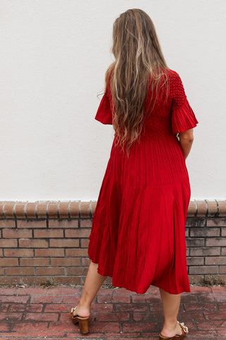 Elise Silky Pleated Dress