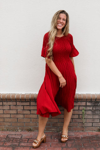 Elise Silky Pleated Dress