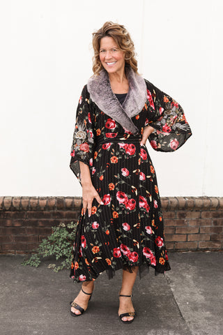 Charlene Fur Kimono Dress