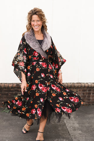 Charlene Fur Kimono Dress