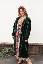 Load image into Gallery viewer, Green Velvet Duster Jacket
