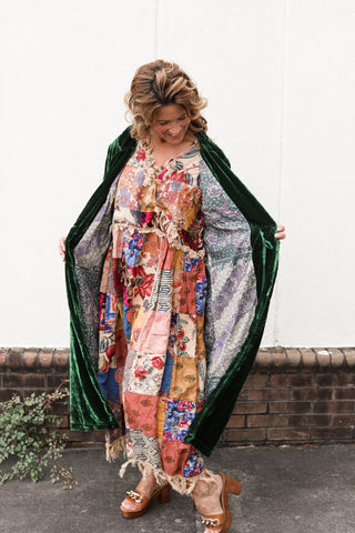 Green Velvet Duster Jacket