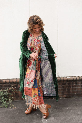 Green Velvet Duster Jacket