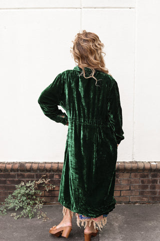Green Velvet Duster Jacket