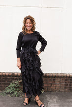 Load image into Gallery viewer, Seraphina Black Silky Pleated Dress
