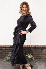 Load image into Gallery viewer, Seraphina Black Silky Pleated Dress
