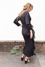 Load image into Gallery viewer, Seraphina Black Silky Pleated Dress
