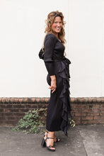 Load image into Gallery viewer, Seraphina Black Silky Pleated Dress
