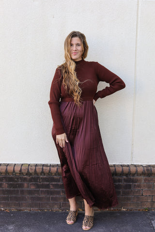 Cocoa Mixed Media Hybrid Dress