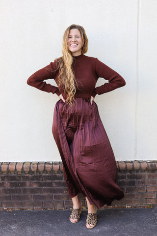Cocoa Mixed Media Hybrid Dress