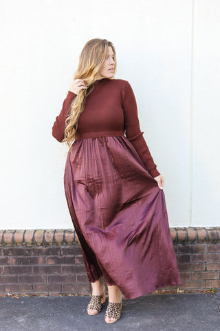 Cocoa Mixed Media Hybrid Dress