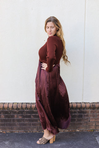 Cocoa Mixed Media Hybrid Dress