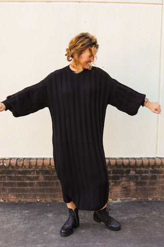 Black Cable Sweater Dress