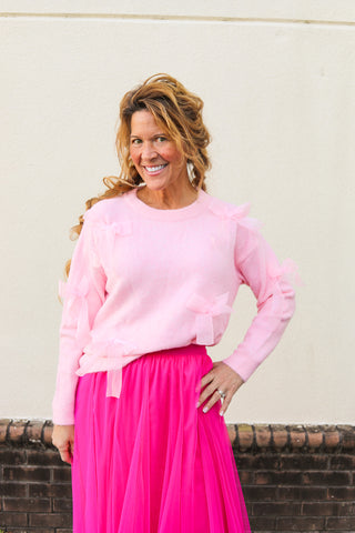 Pink Bows Sweater Top