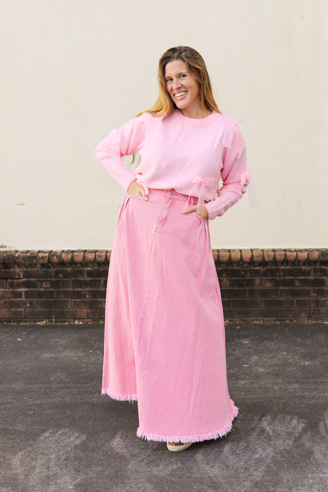 Pink Denim Skirt