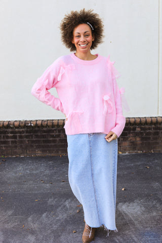 Pink Bows Sweater Top