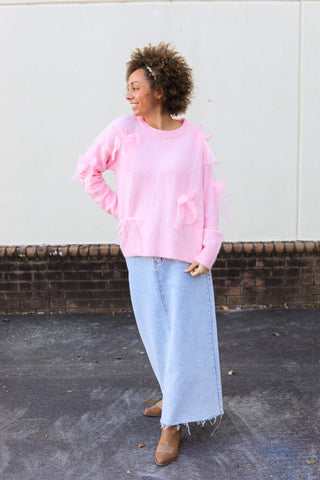 Pink Bows Sweater Top
