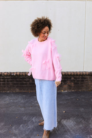 Pink Bows Sweater Top