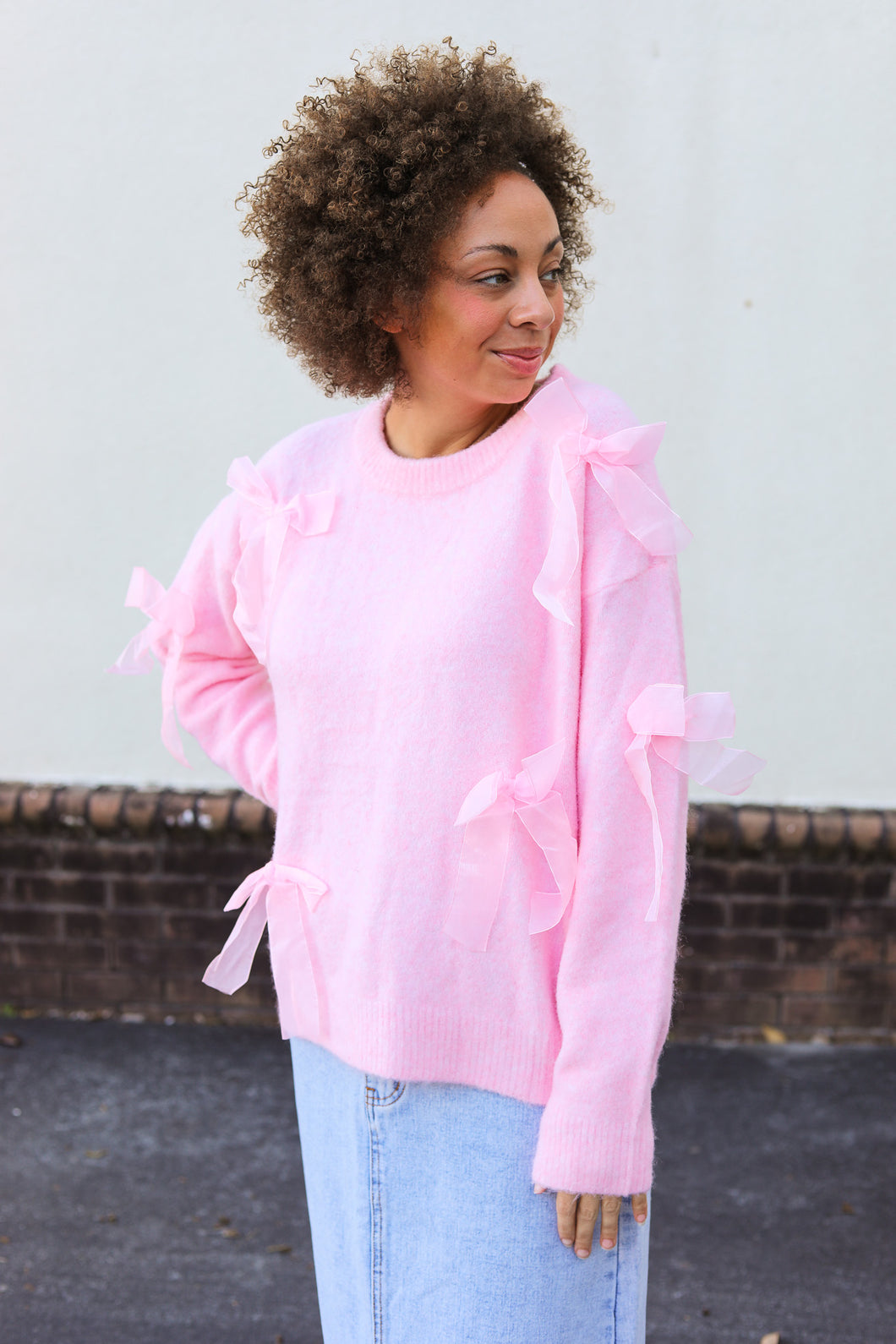 Pink Bows Sweater Top