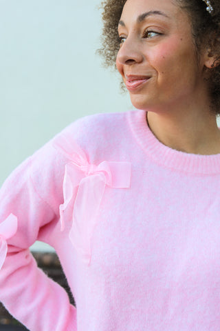 Pink Bows Sweater Top